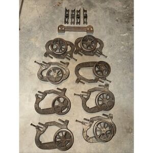 Antique Cast Iron Barn Door Pocket Door Trolley Parts Rollers Wilcox - Richards